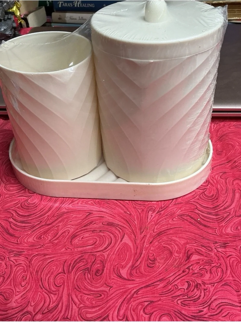 White Plastic Canister Set with tray